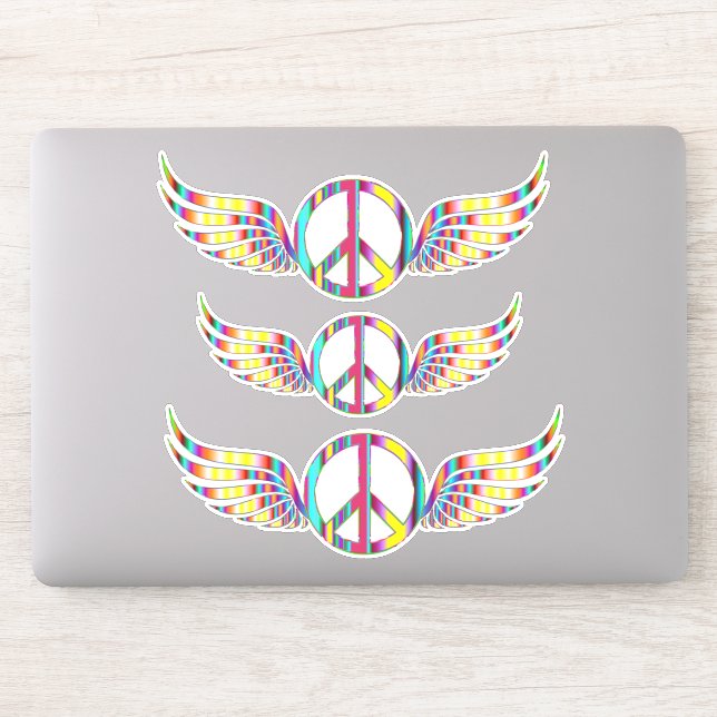 Winged Hippie Peace Symbol Thunder_Cove Sticker (Computer)