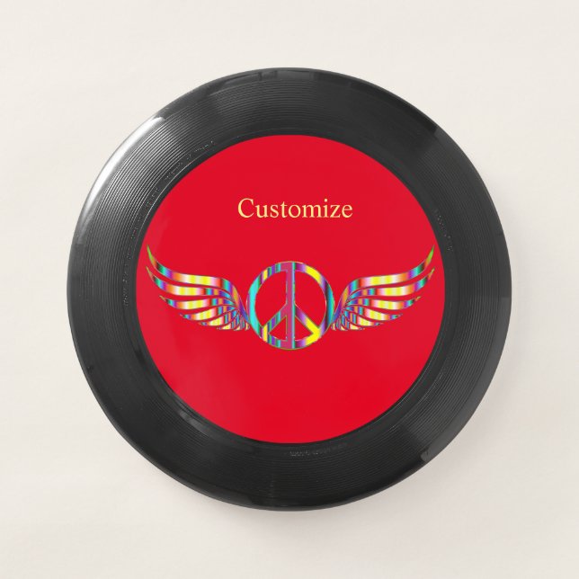 Winged Hippie Peace Symbol Thunder_Cove Wham-O Frisbee (Front)