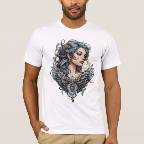 Winged Ink Futuristic Tattoo Art T_Shirt Designs