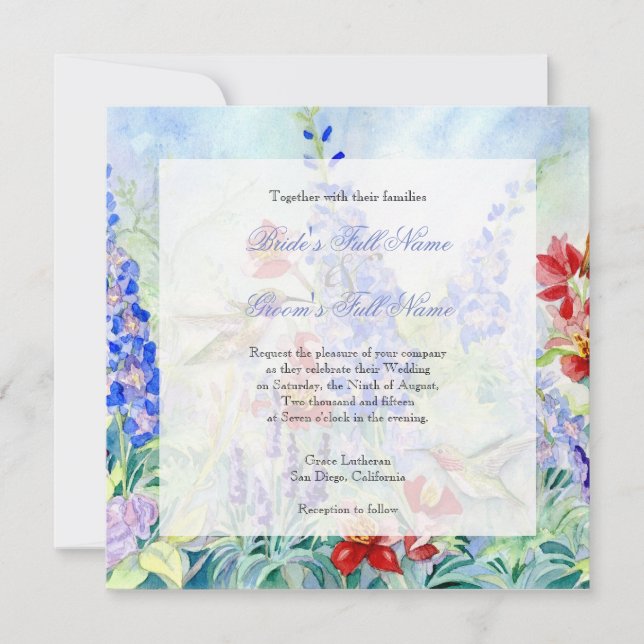 Winged Jewels Hummingbirds - Wedding Invitation (Front)