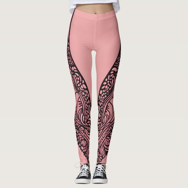 Winged Lace AI art  Leggings (Front)