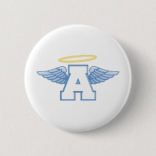 Winged Letter A Pinback Button