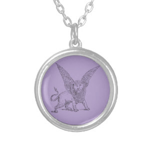 Winged lion symbol of Saint Mark Silver Plated Necklace