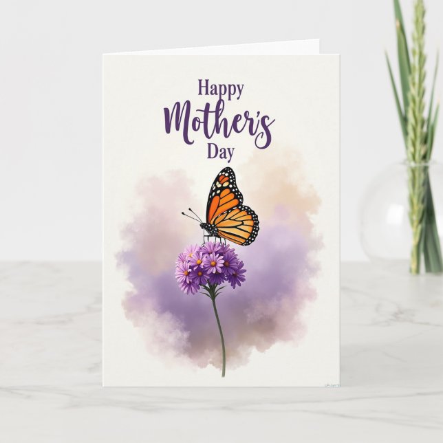 Winged Mothers Day Flower Card (Front)