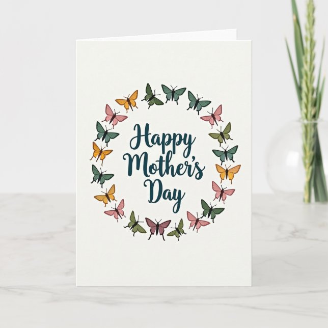 Winged Mothers Day Wreath Card (Front)
