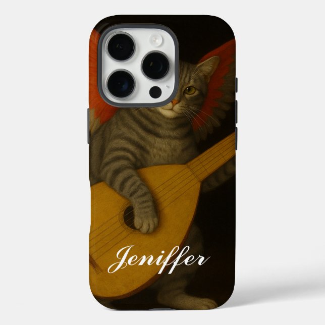 Winged Musician Cat Playing Lute Art               Case-Mate iPhone Case (Back)