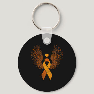 Winged orange ribbon leukemia blood cancer awarene keychain