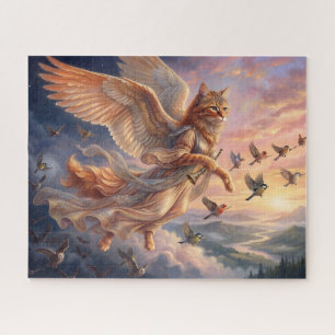 Winged Orange Tabby Cat Funny Animal Art Jigsaw Puzzle