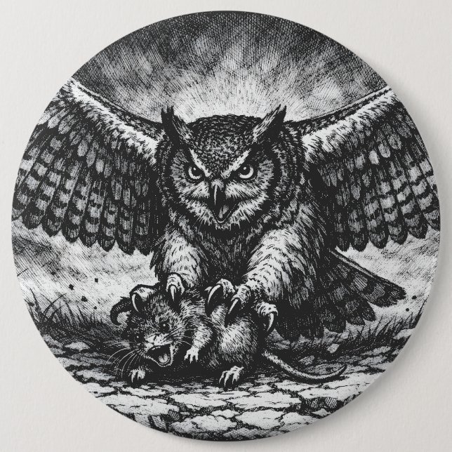 Winged Owl Sentinel by BurnsInHell Button (Front)