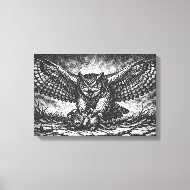 Winged Owl Sentinel by BurnsInHell Canvas Print (Front)
