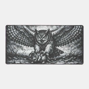 Winged Owl Sentinel by BurnsInHell Desk Mat