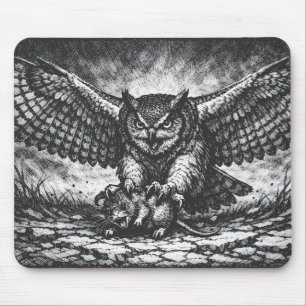 Winged Owl Sentinel by BurnsInHell Mouse Pad