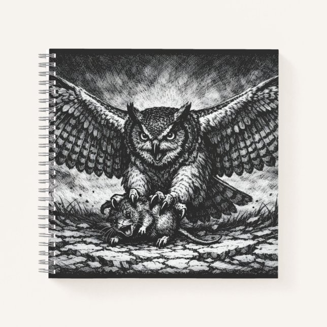 Winged Owl Sentinel by BurnsInHell Notebook (Front)