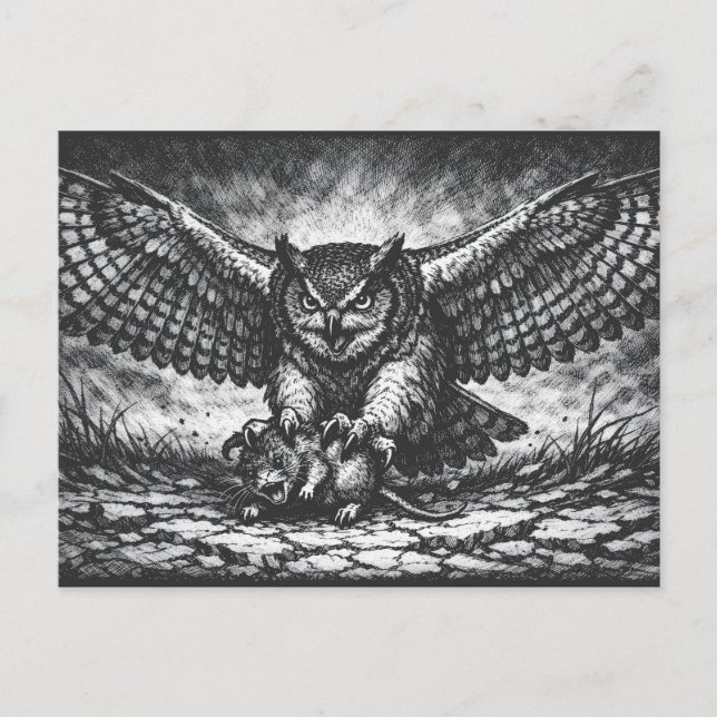 Winged Owl Sentinel by BurnsInHell Postcard (Front)