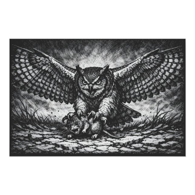 Winged Owl Sentinel by BurnsInHell Poster (Front)