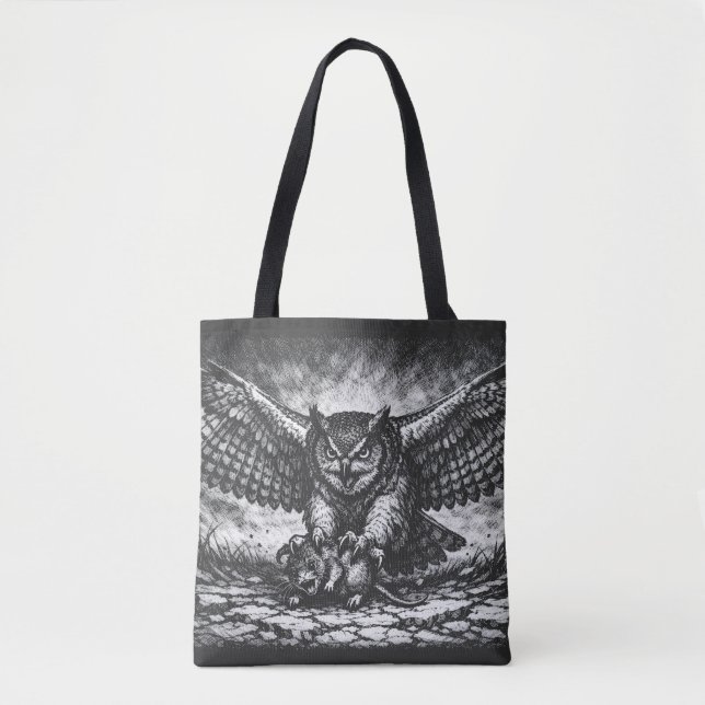 Winged Owl Sentinel by BurnsInHell Tote Bag (Front)