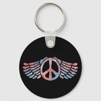 Winged Peace Symbol Keychain