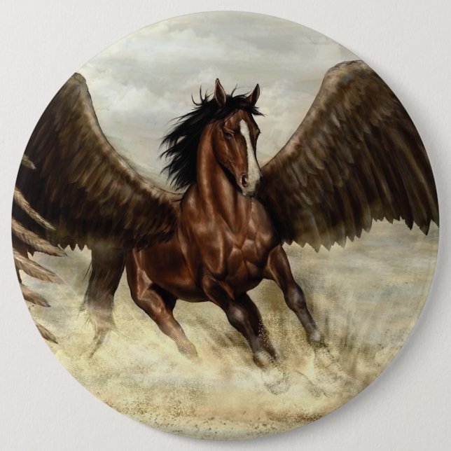Winged Pegasus   Button (Front)