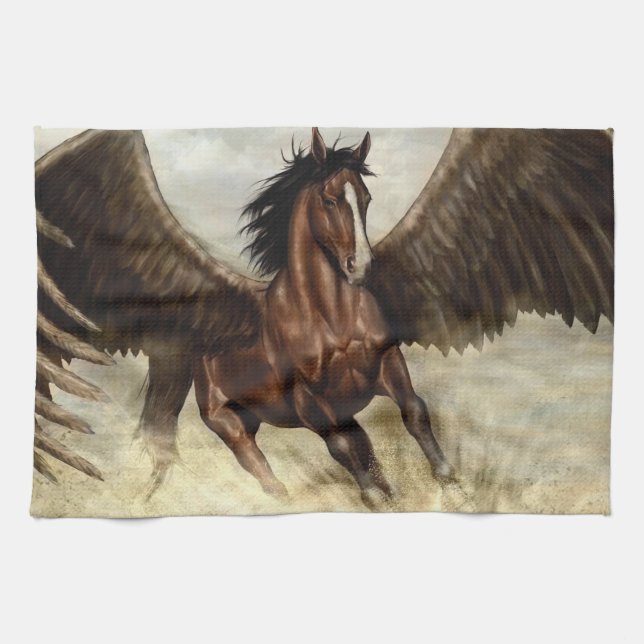 Winged Pegasus   Kitchen Towel (Horizontal)