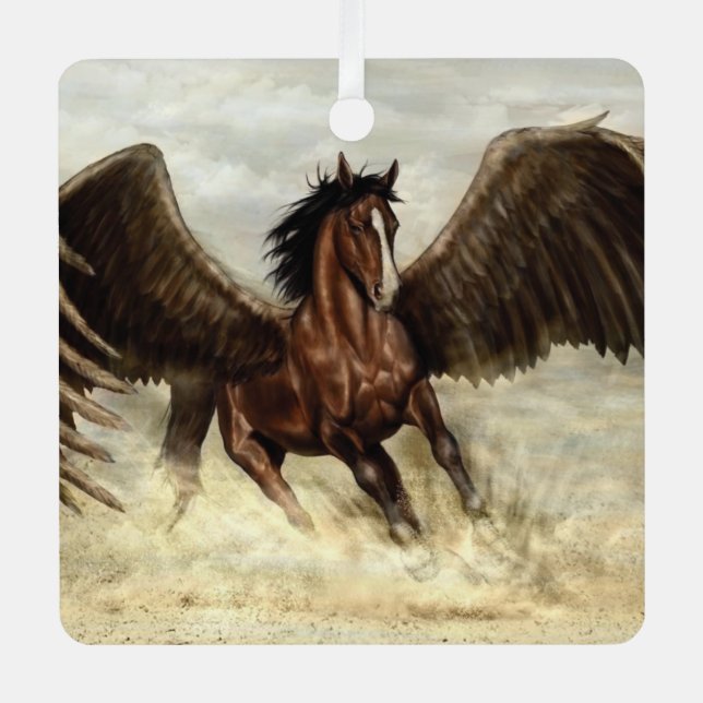 Winged Pegasus  Metal Ornament (Front)