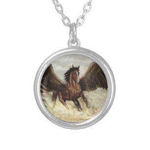 Winged Pegasus   Silver Plated Necklace
