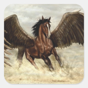 Winged Pegasus Square Sticker