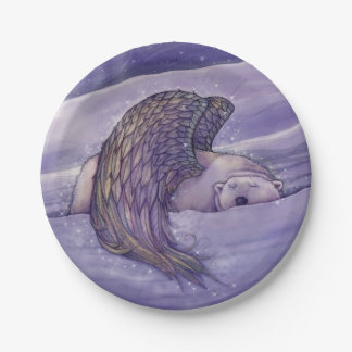 Winged Polar Bear Angel Fantasy Art Paper Plates