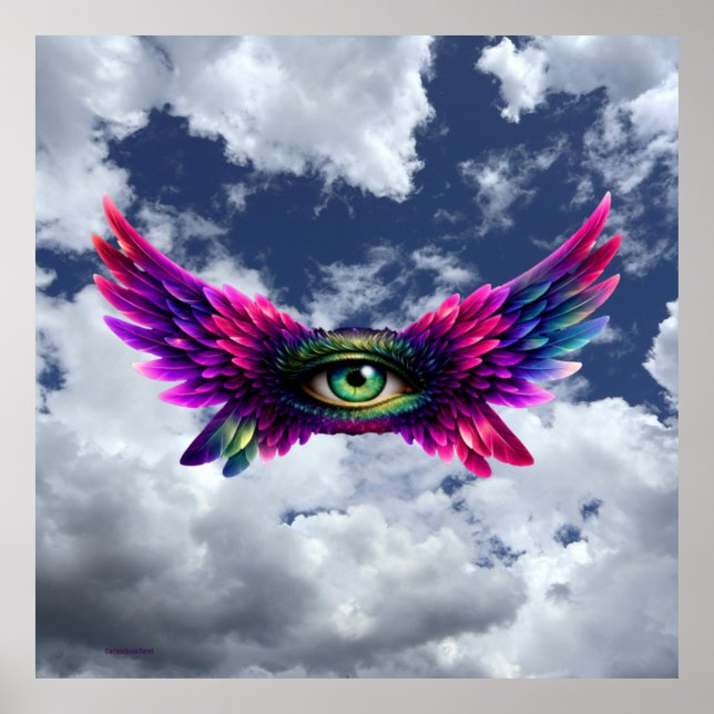 Winged Protection Eye – Surreal Intention Art Post Poster (Front)