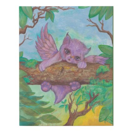 Winged Purple Pink Cat Faux Canvas Print