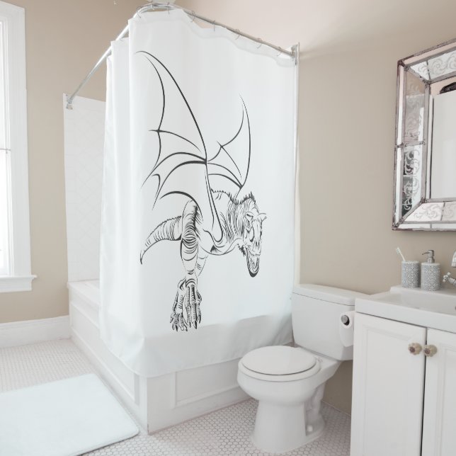 Winged Raptor / Tribal Shower Curtain (In Situ)