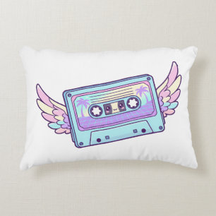 Winged Retro Cassette Accent Pillow