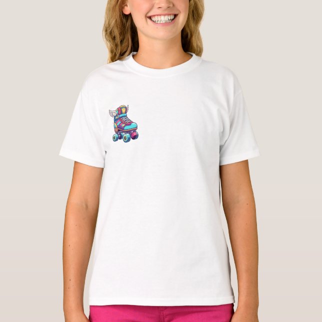 Winged Retro Roller Skate Kids T-Shirt (Front)