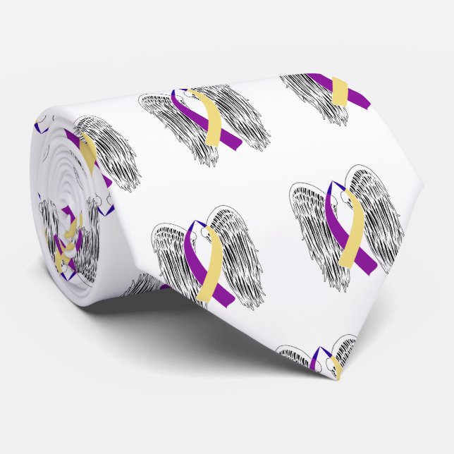 Winged Ribbon Bladder Cancer Neck Tie (Rolled)