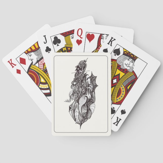 Winged Rider ink drawing Poker Cards (Back)