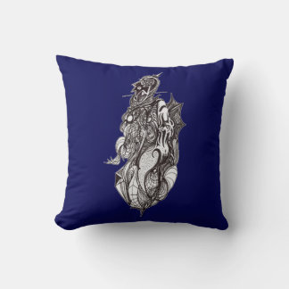 Winged Rider, ink drawing, Throw Pillow