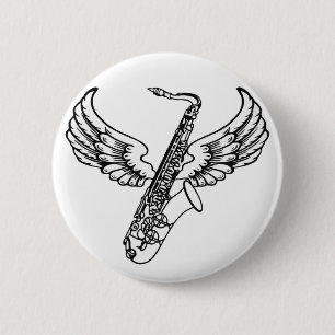 Winged Sax Button