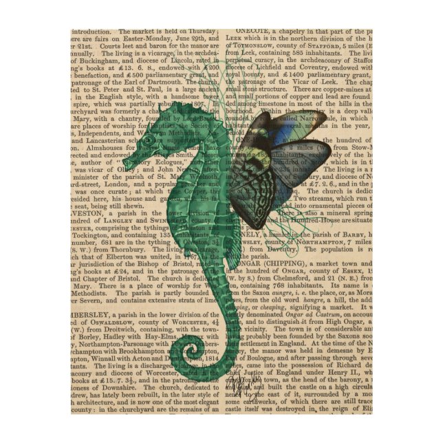 Winged Seahorse Wood Wall Decor (Front)