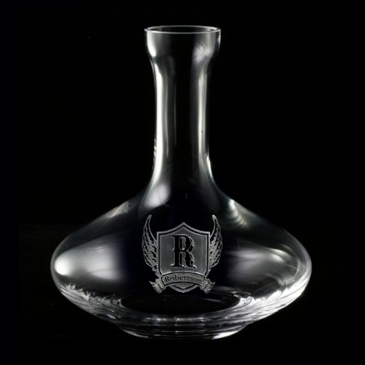 Winged Shield Personalized Decanter Spirits Decanter (Front)