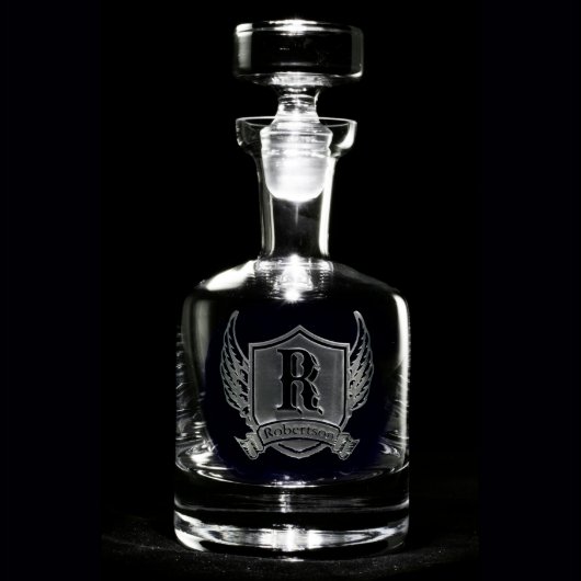 Winged Shield Personalized Decanter Spirits Decanter (Front)