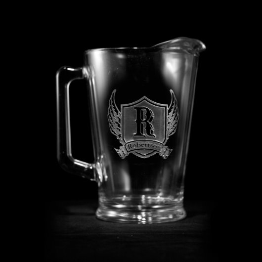 Winged Shield Personalized Pitcher Beer Pitcher (Front)