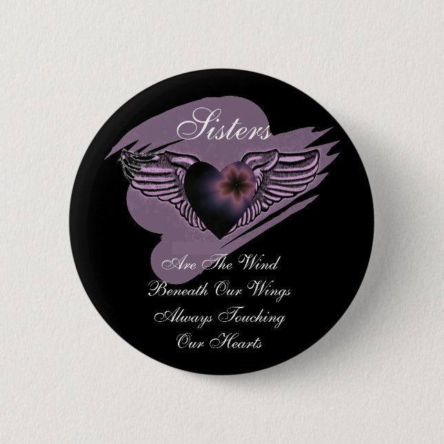 Winged Sisters Heart Button (Front)