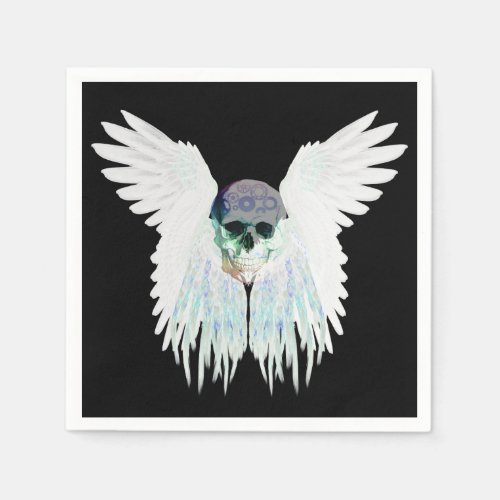 Winged Skull Gothic Design Perfect for Halloween Paper Napkins