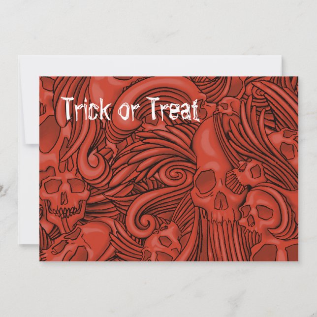 Winged Skull Gothic Illustration Invitation (Front)