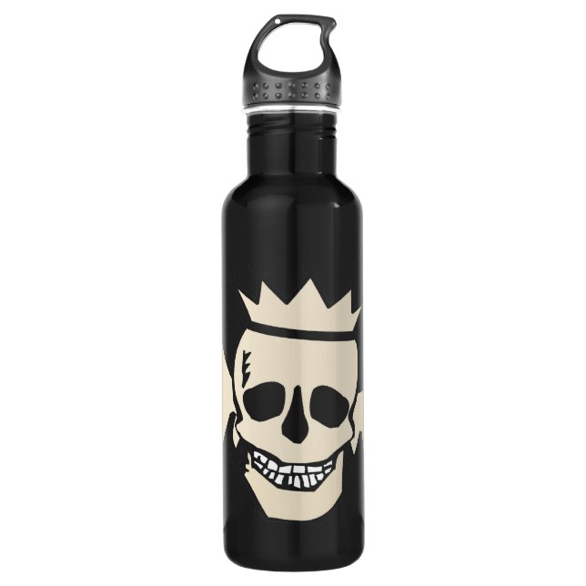 Winged Skull, Pirate Stainless Steel Water Bottle (Front)