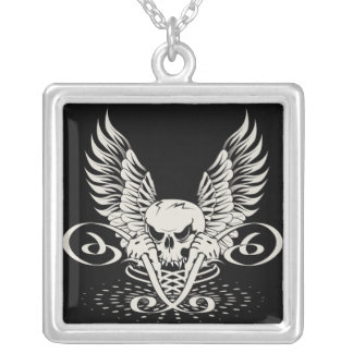 Winged Skull Silver Plated Necklace