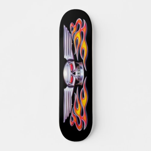 Winged Skull with Flames Skateboard