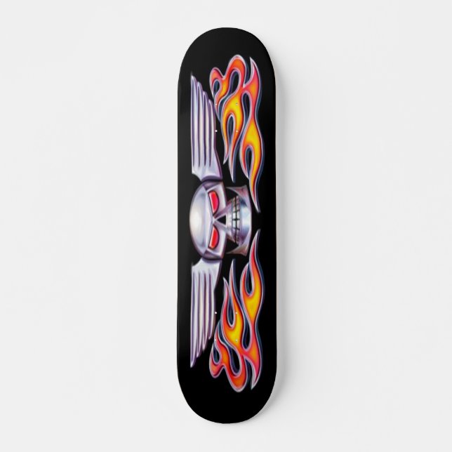 Winged Skull with Flames Skateboard Deck (Front)