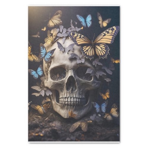 Winged Souls Butterflies  Gothic Skull Tissue Paper