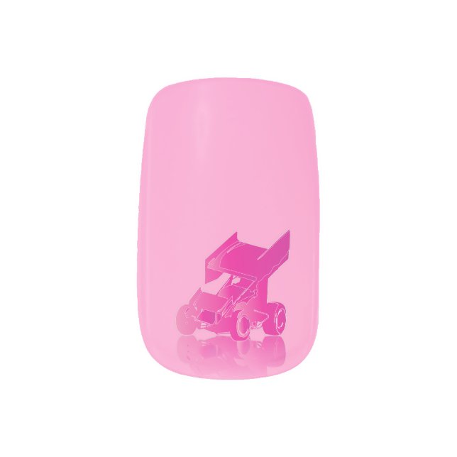 Winged Sprint Car Pink Reflection Minx Nail Wraps (Right Thumb)