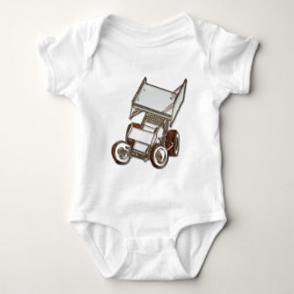 Winged Sprint Car White Colored Baby Bodysuit